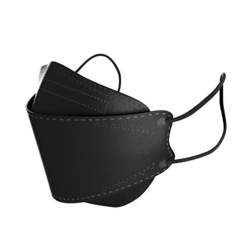 100Pcs Certified KF94 Disposable Face_Mask for Adults Black, 4-Layer Non-Woven Protection 3D Fish Shape Struct Face Covering with Elastic Earloop and Nose Clip,Comfortable & High F1ltration Design Sale